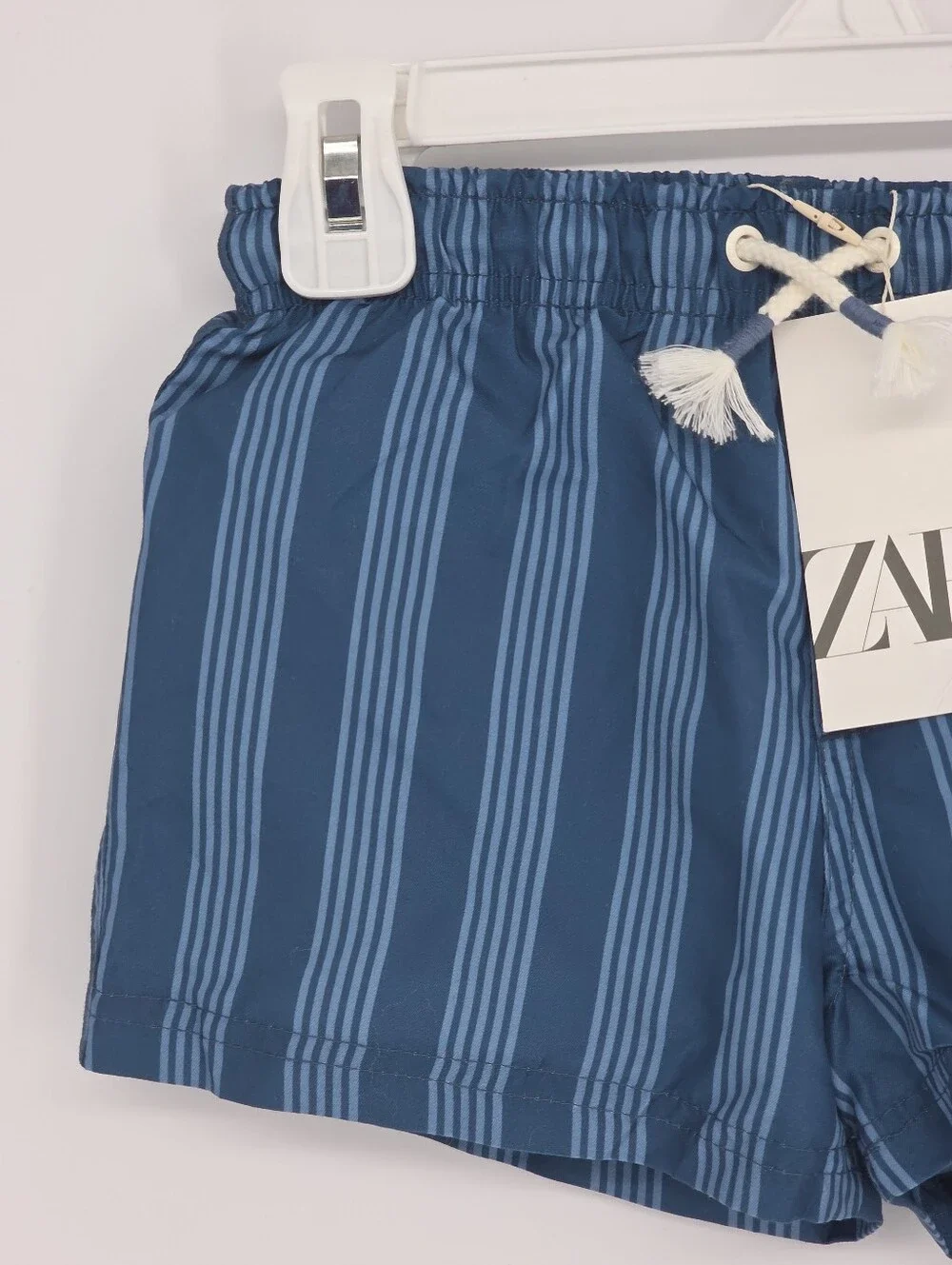 Boys Zara Swim Trunks Size 6 Years Blue Striped NWT
